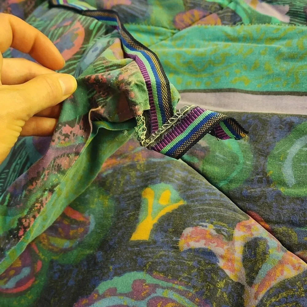Bill Blass For Springmaid Full Bedspread Vintage 80-90s Marbled Jewel Comforter
